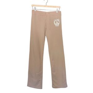 BCBG Max Azria Peace Love Flare Cargo Pocket Sweatpants Tan Large Utility